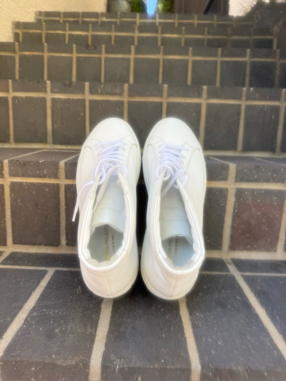 NEW Common Projects Men’s Achilles Hitop Leather Sneakers (White, M-11US/44IT) - Picture 6 of 12